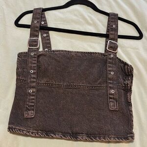 Zara Washed Gray Jean Top